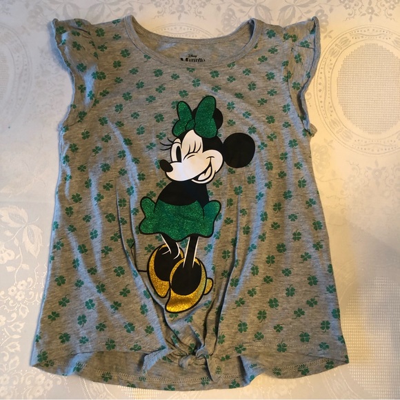 Disney Minnie Mouse Girls Size L T-Shirt Leprechaun Short Sleeves Front Tie-Up - Picture 1 of 14